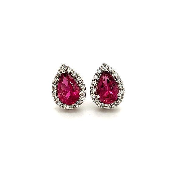 Natural Pink Tourmaline Diamond Earrings 14k WG 2.02 TCW Certified $3,950 211890 - Picture 16 of 16